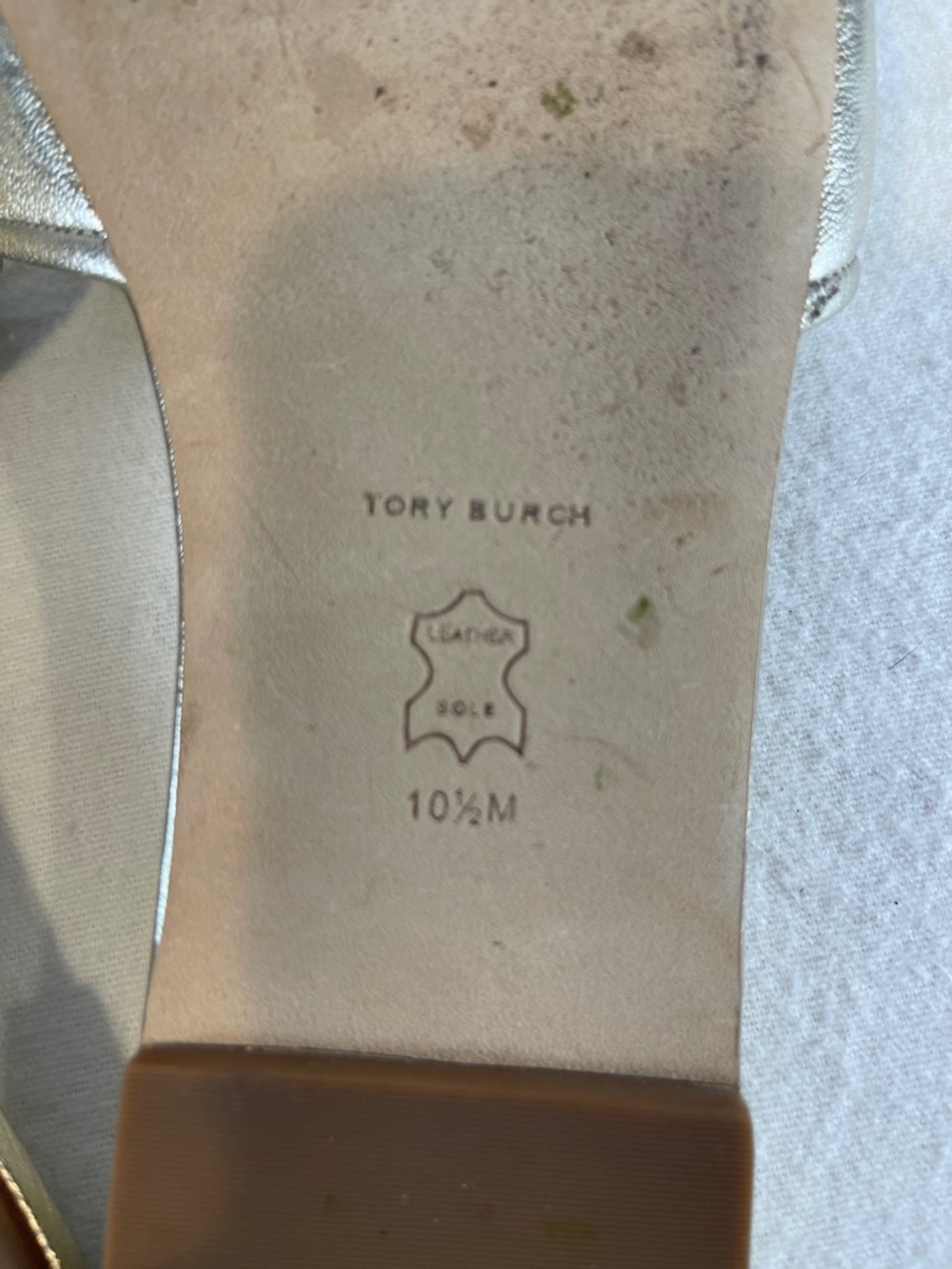 Tory Burch Metallic Gold Logo Slide Sandals - Picture 6 of 6